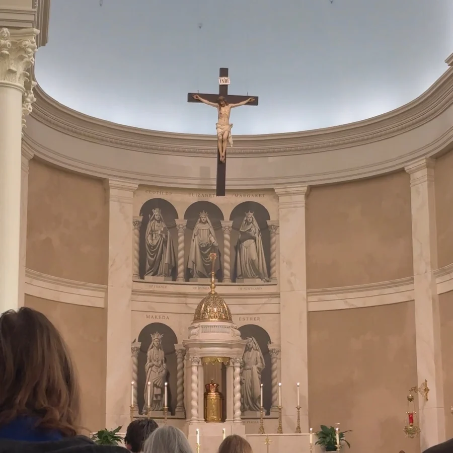 Church altar and cross representing faith and stewardship